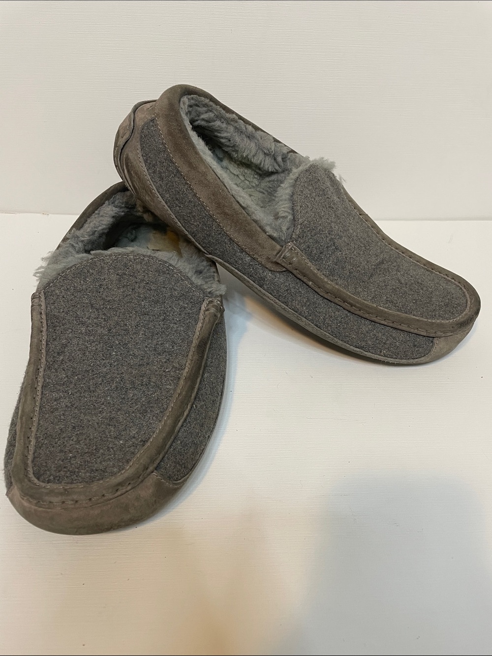 Ugg Gray Wool & Suede Slip-On Slippers - Sz 12